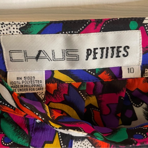 Chaus Petites Colorful Abstract Print Women's Pleated Midi Skirt Size 10 y2k - Picture 2 of 7